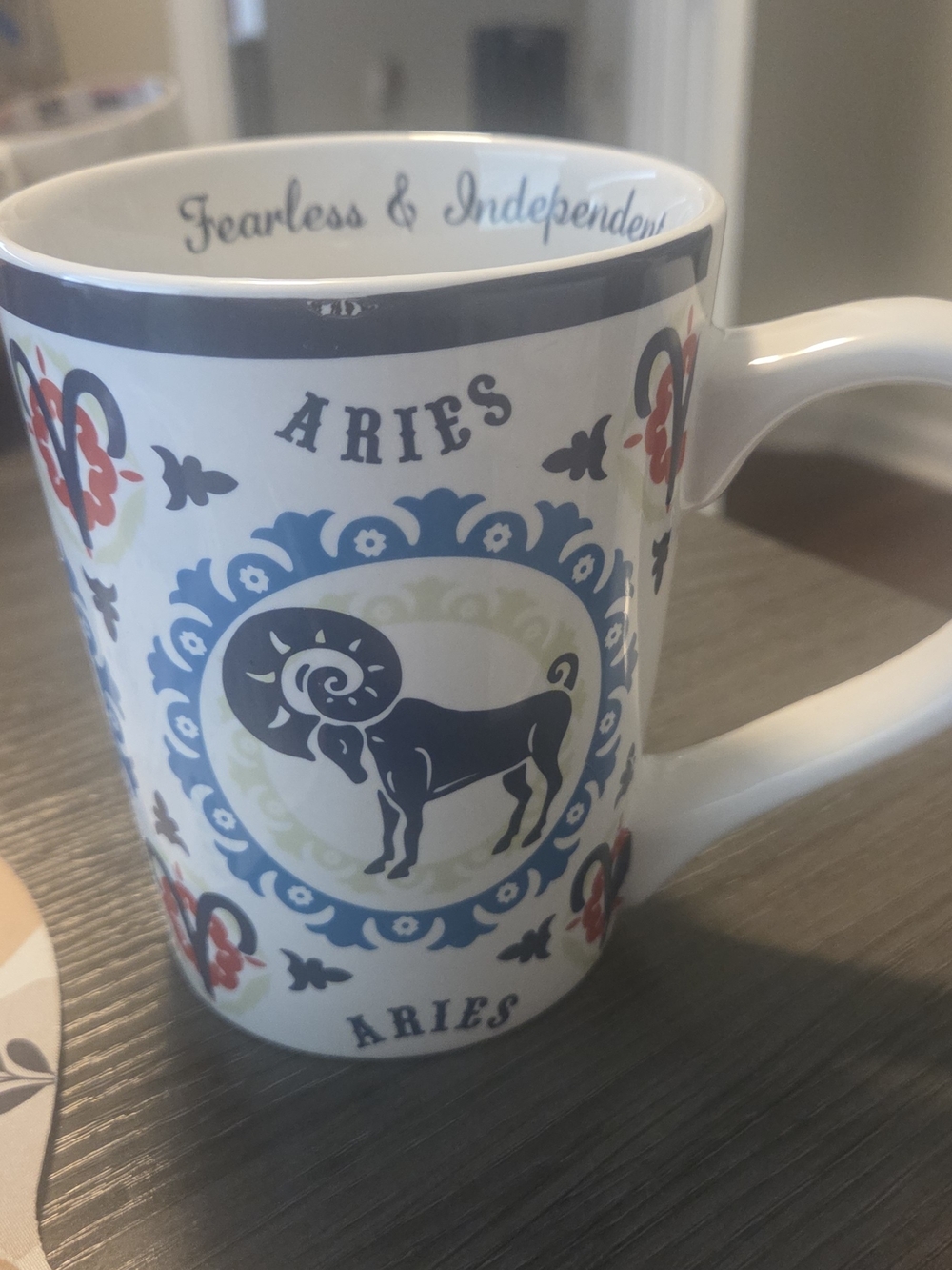 Aries Zodiac Ceramic Coffee Mug - Blue and Red